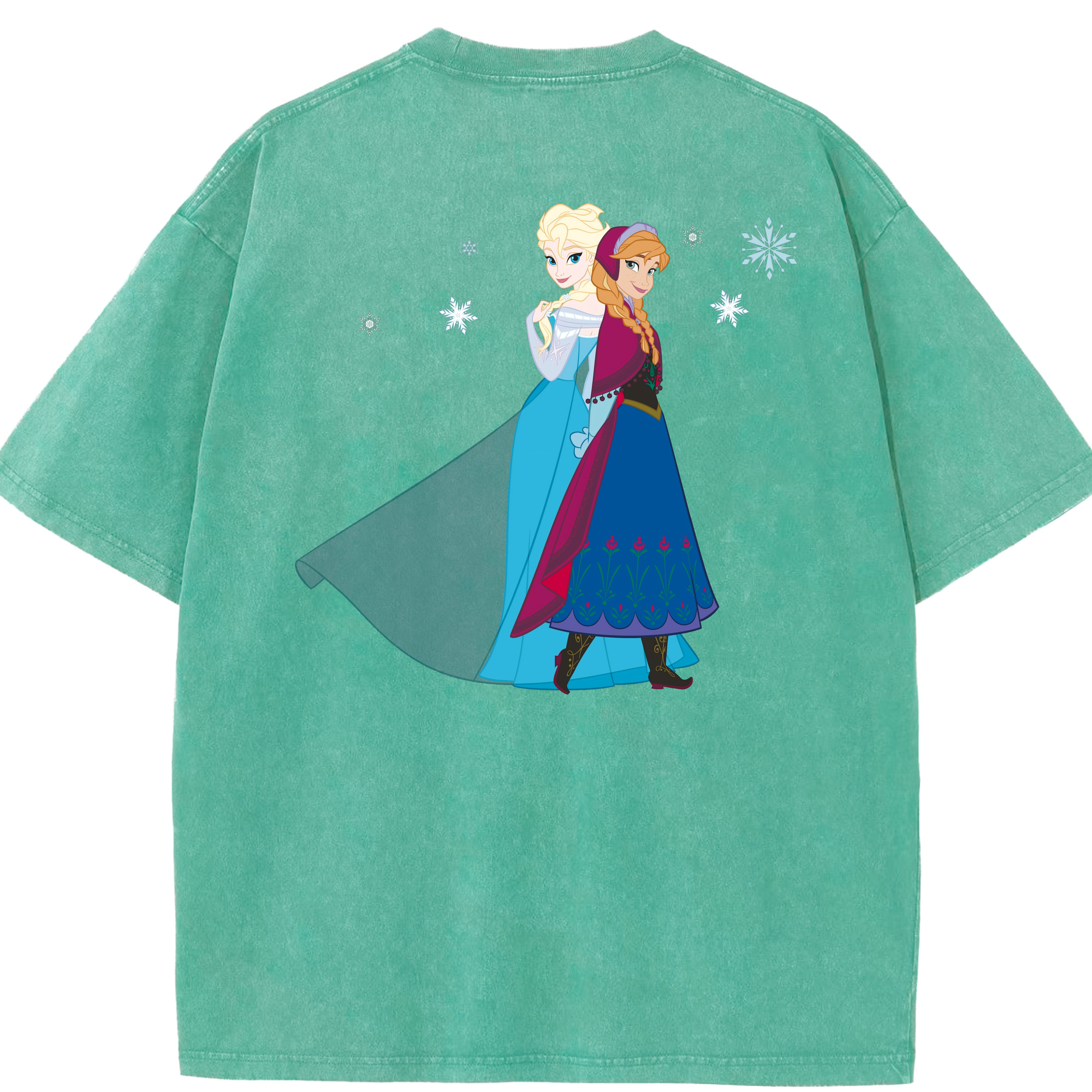 （画像用） アナと雪の女王 アンナ エルサ Frozen Anna Elsa 綿100% ヴィンテージ風 半袖Tシャツ（背面プリント）